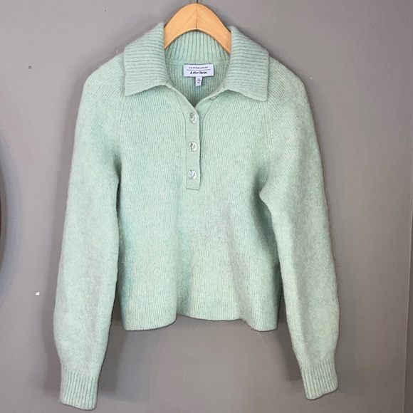 & Other Stories Sweaters - & Other Stories Collared Wool Alpaca Blend Ribbed Light Minty Green Sweater Sz S
